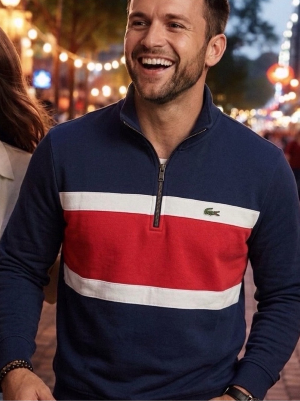 Lacoste Men’s Quarter-Zip Colorblock Pullover Sweatshirt - 2XL-3XL